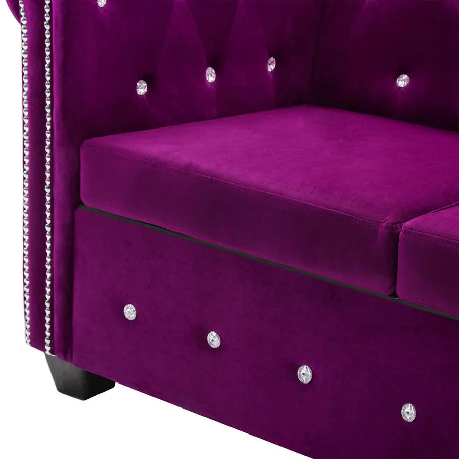 Canapé à 3 places Revêtement en velours 199 x 75 x 72 cm Violet - 6
