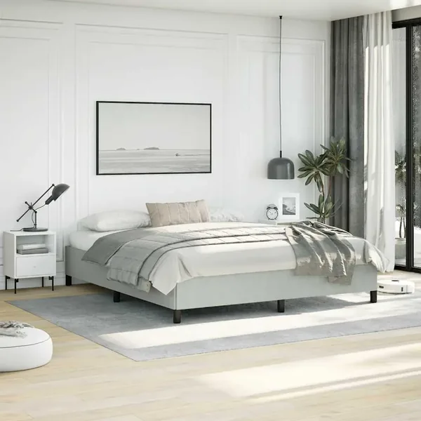 Cadre de lit sans matelas gris clair California velours