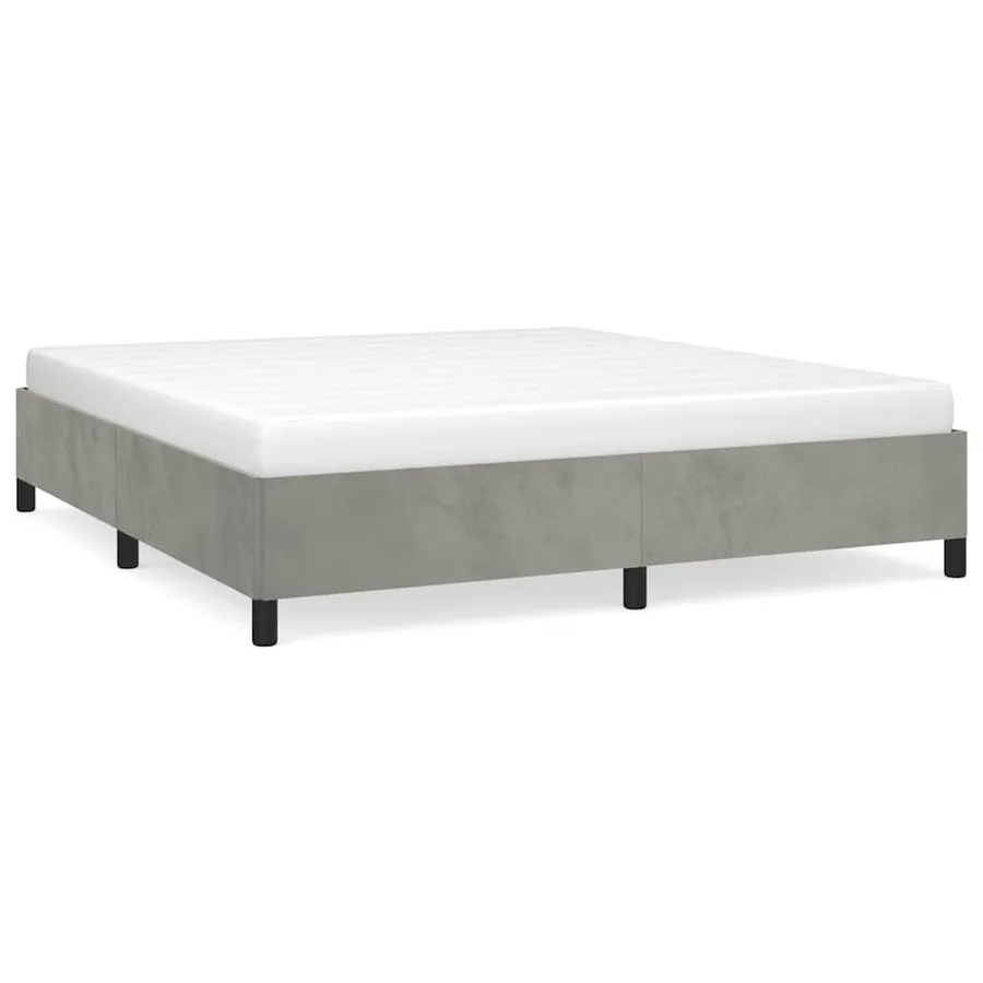 Cadre de lit sans matelas gris clair California velours - 2