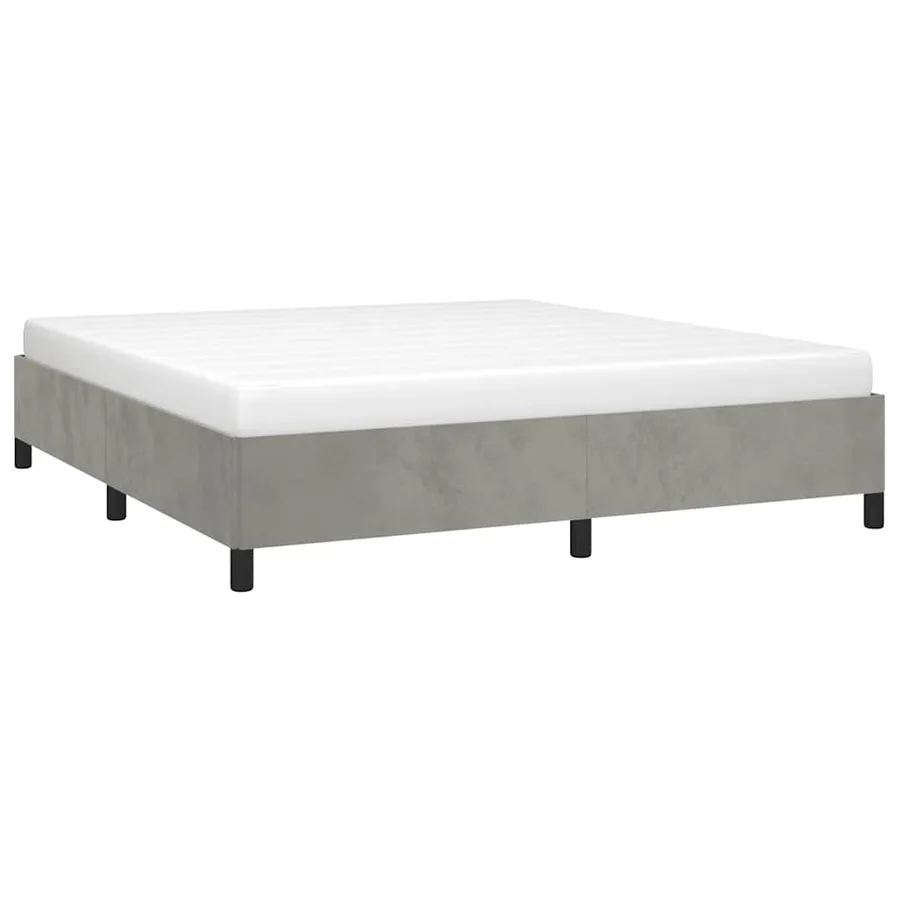 Cadre de lit sans matelas gris clair California velours - 4