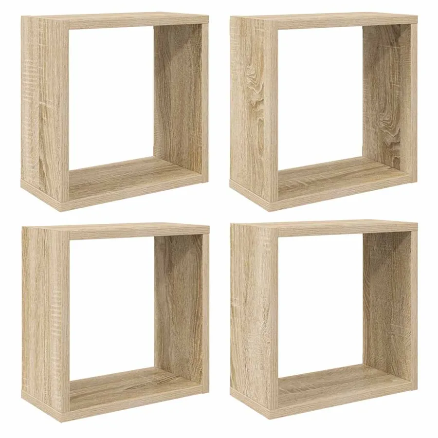 Étagères cube murales 4 pcs Chêne sonoma 30x15x30 cm - 2
