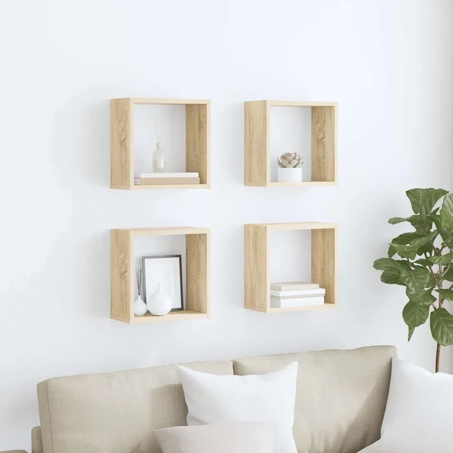 Étagères cube murales 4 pcs Chêne sonoma 30x15x30 cm - 3