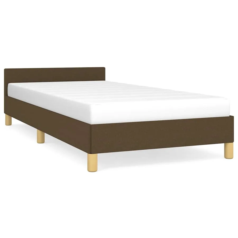 Cadre de lit sans matelas marron foncé 100x200 cm tissu - 2
