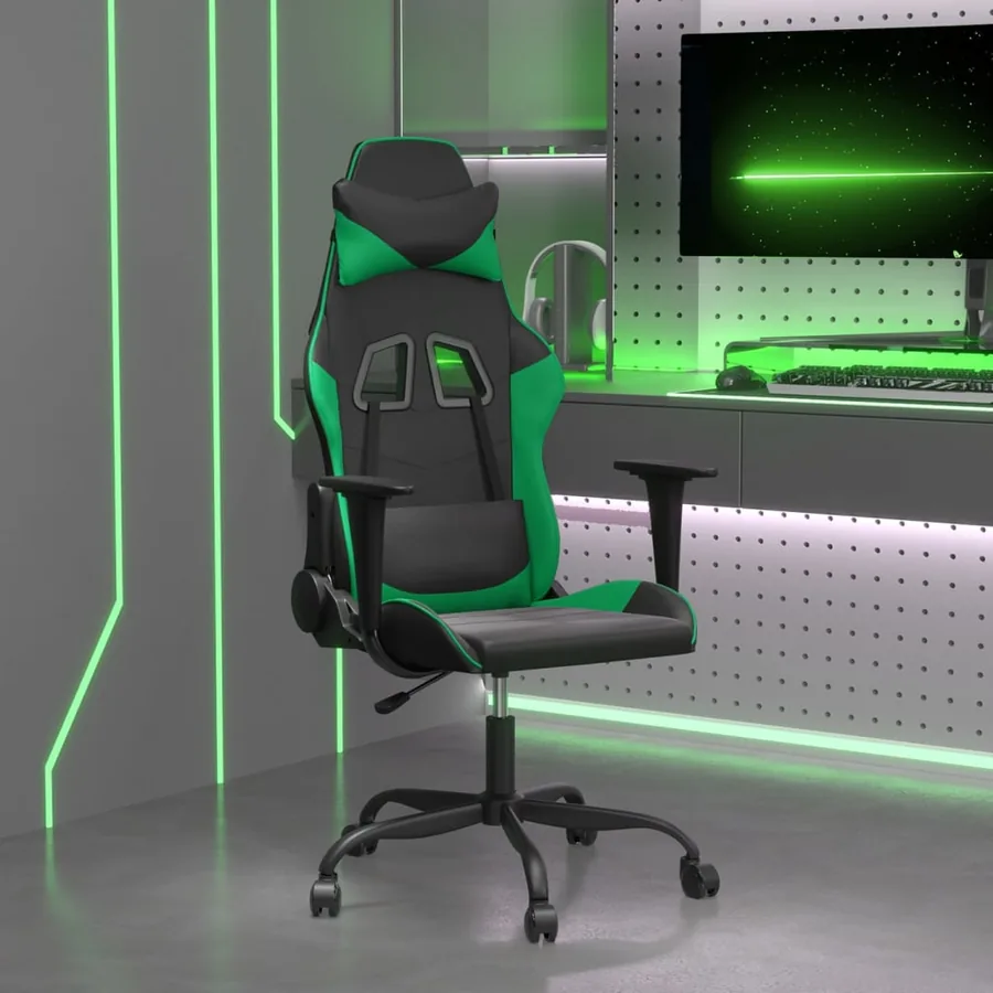 Chaise de jeu Noir et vert Similicuir