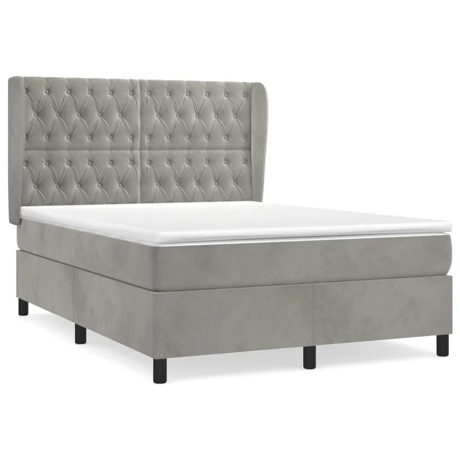 Sommier à lattes de lit et matelas Gris clair 140x190cm Velours - 2