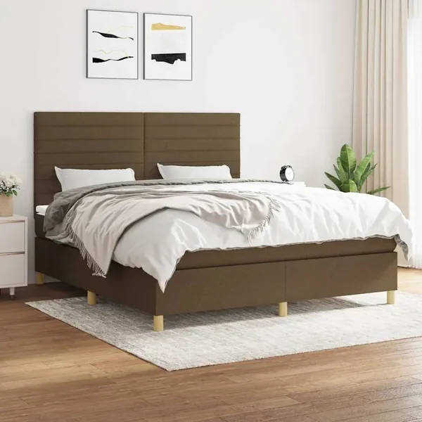 Sommier à lattes de lit avec matelas Marron foncé 180x200 cm