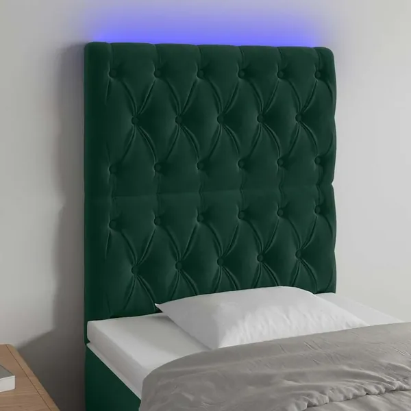 Tête de lit à LED Vert foncé 80x7x118/128 cm Velours