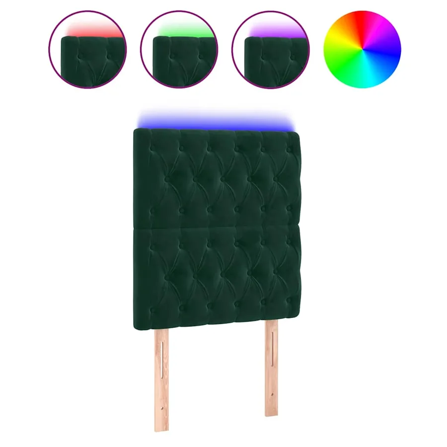 Tête de lit à LED Vert foncé 80x7x118/128 cm Velours - 2