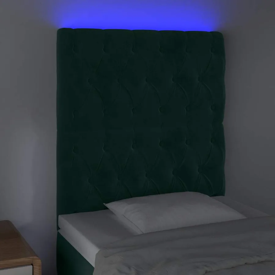 Tête de lit à LED Vert foncé 80x7x118/128 cm Velours - 4