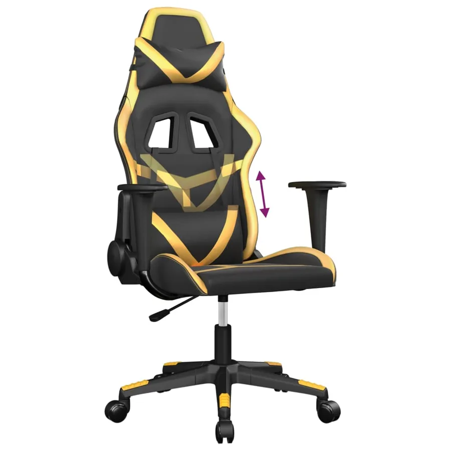 Chaise de jeu Noir et doré Similicuir - 7