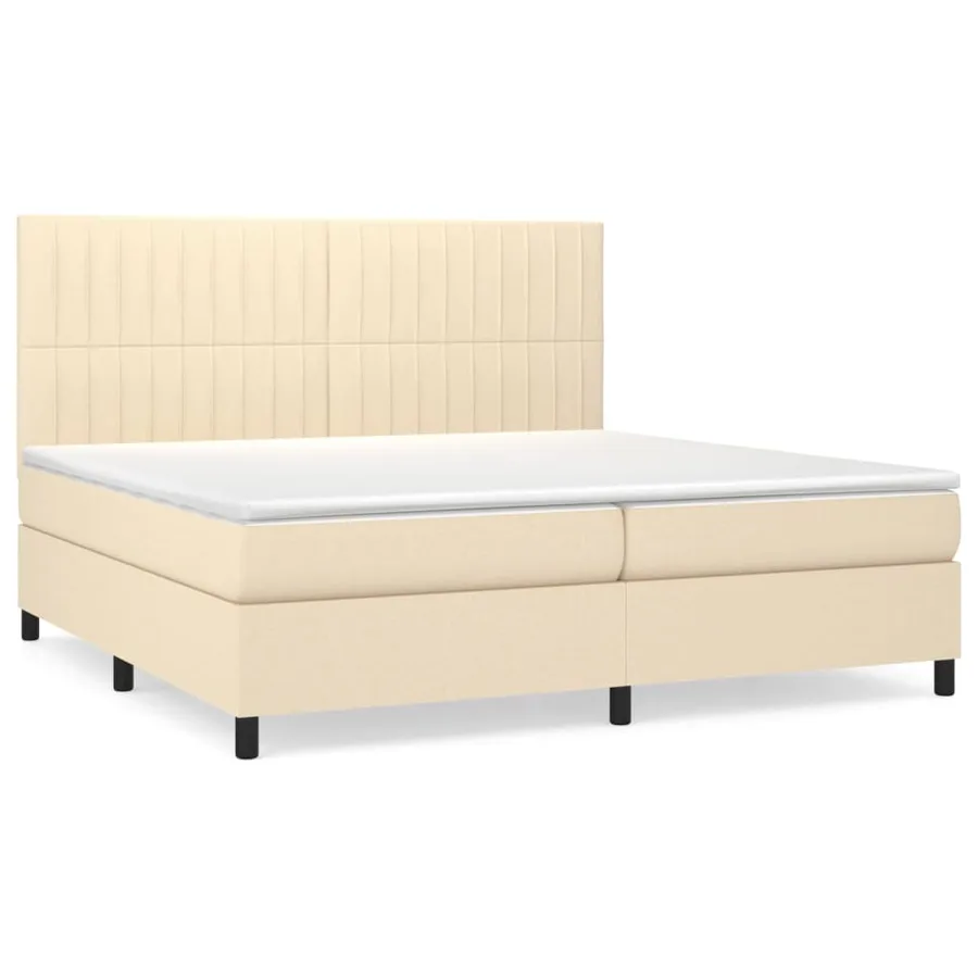 Sommier à lattes de lit avec matelas Crème 200x200 cm Tissu - 2