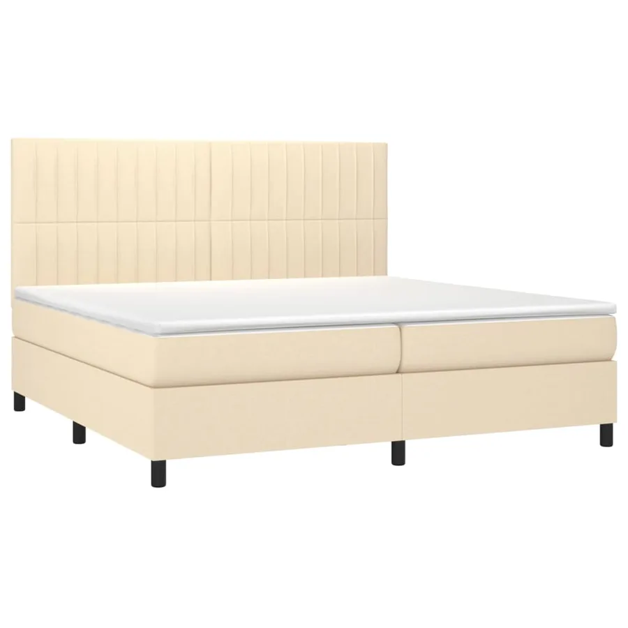 Sommier à lattes de lit avec matelas Crème 200x200 cm Tissu - 3