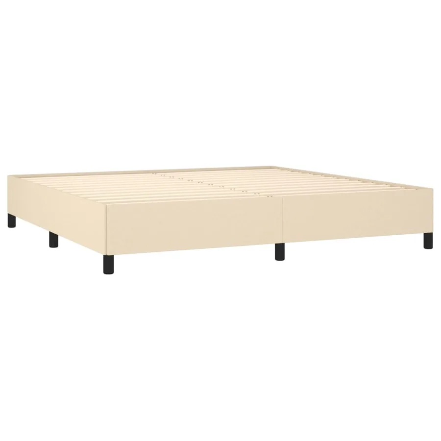 Sommier à lattes de lit avec matelas Crème 200x200 cm Tissu - 4