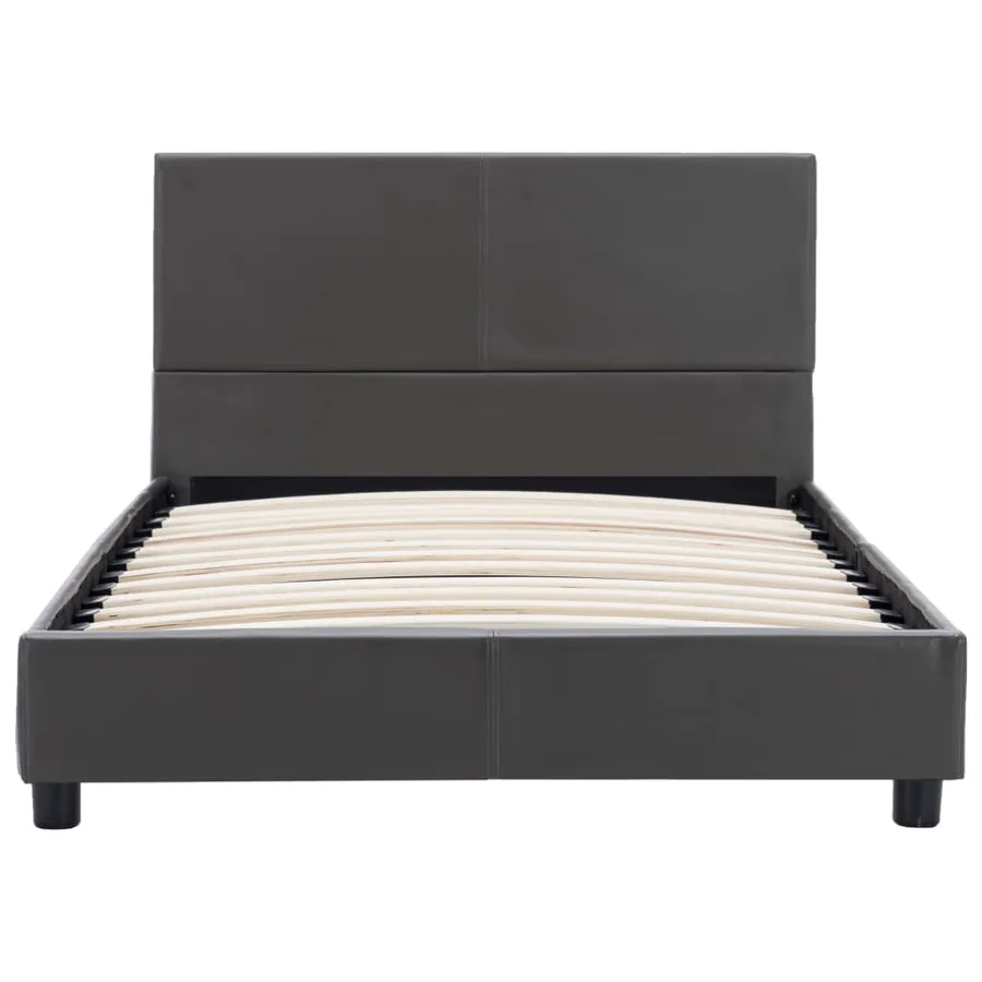 Cadre de lit sans matelas gris similicuir 90x200 cm - 3