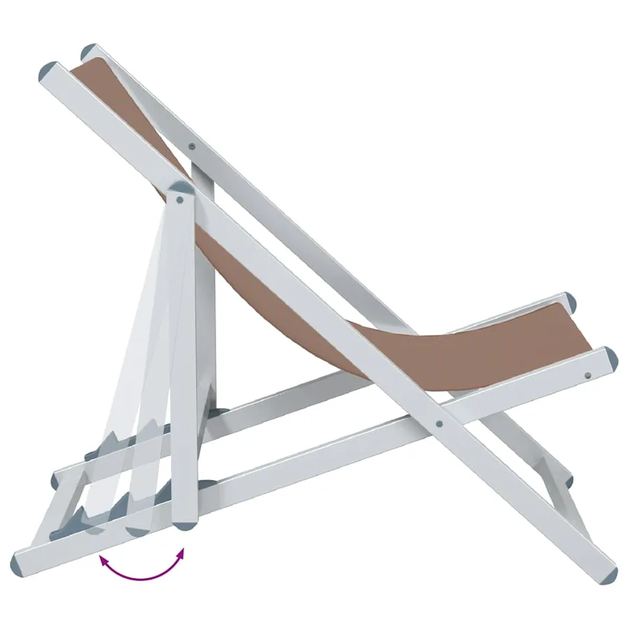 Chaises de plage pliantes lot de 2 marron aluminium textilène - 7