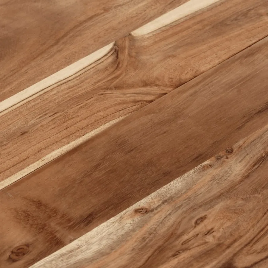 Table basse argenté acier inoxydable et bois massif d'acacia - 5