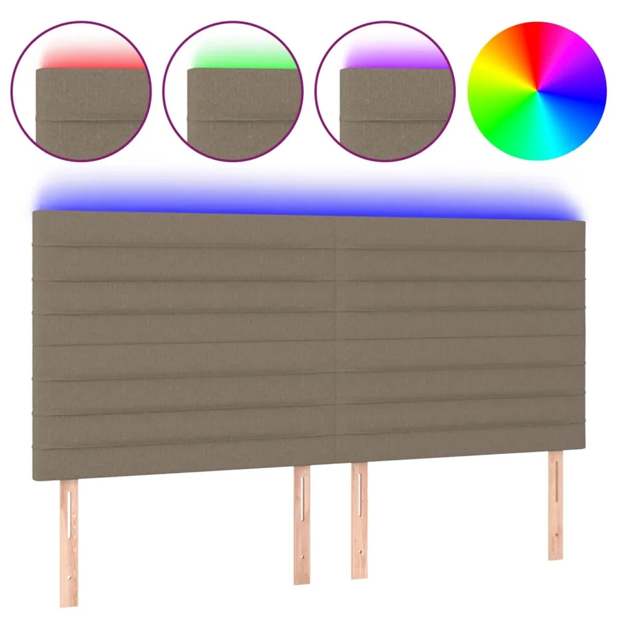Tête de lit à LED Taupe 200x5x118/128 cm Tissu - 2