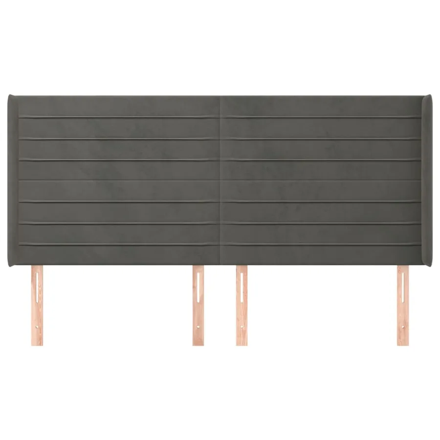 Tête de lit avec oreilles Gris foncé 183x16x118/128 cm Velours - 3