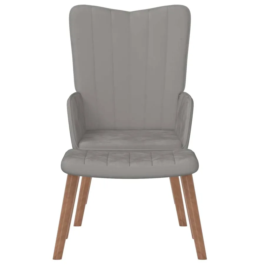 Chaise de relaxation avec repose-pied Gris clair Velours - 3