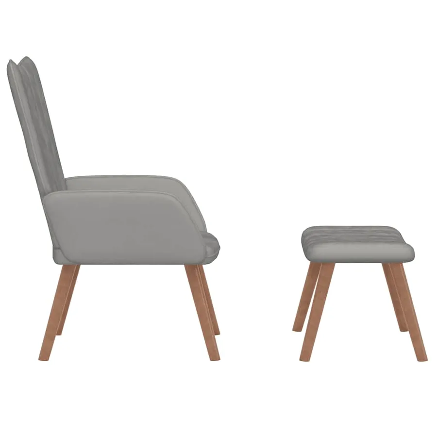 Chaise de relaxation avec repose-pied Gris clair Velours - 4