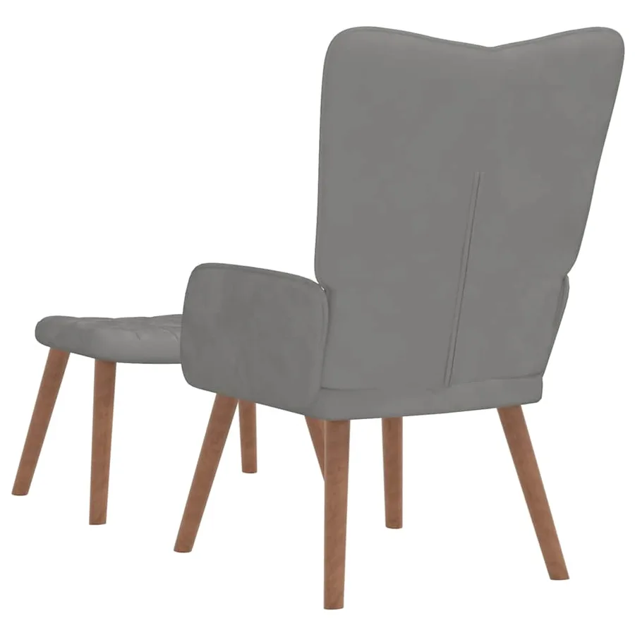 Chaise de relaxation avec repose-pied Gris clair Velours - 5