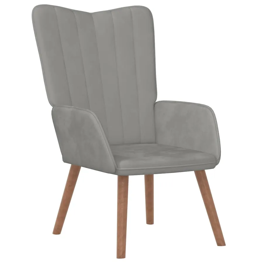 Chaise de relaxation avec repose-pied Gris clair Velours - 6
