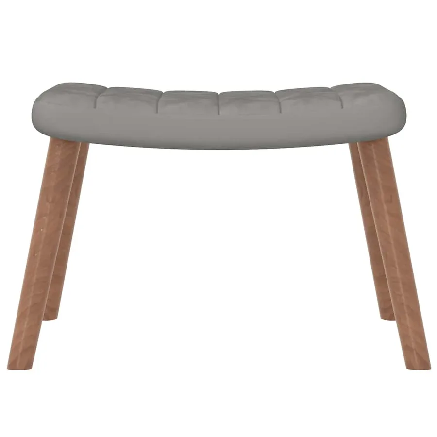 Chaise de relaxation avec repose-pied Gris clair Velours - 8