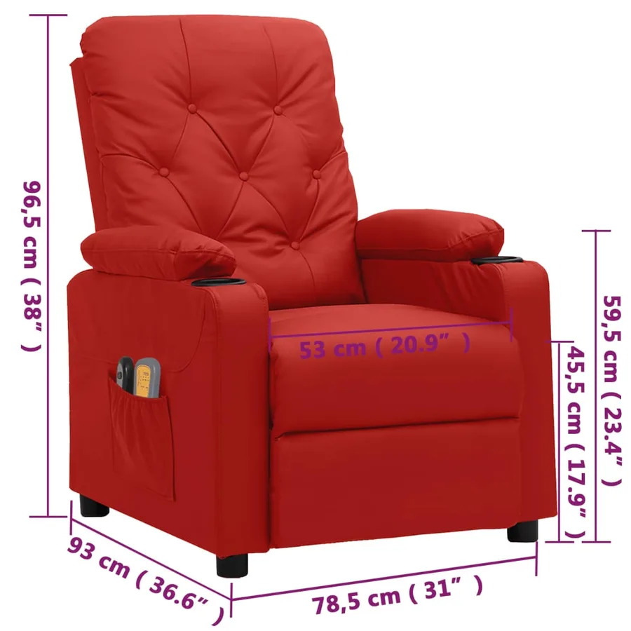 Fauteuil de massage électrique Rouge bordeaux Similicuir - 13