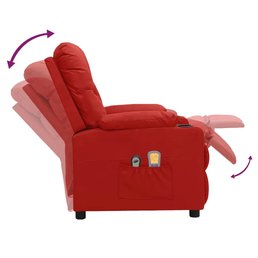 Fauteuil de massage électrique Rouge bordeaux Similicuir - 6