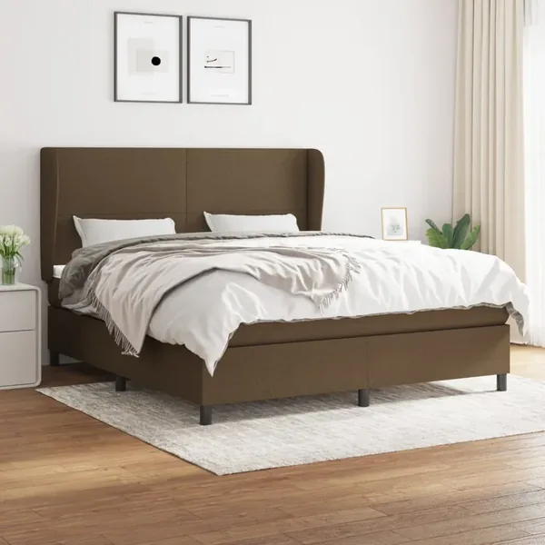 Sommier à lattes de lit avec matelas Marron foncé 160x200 cm