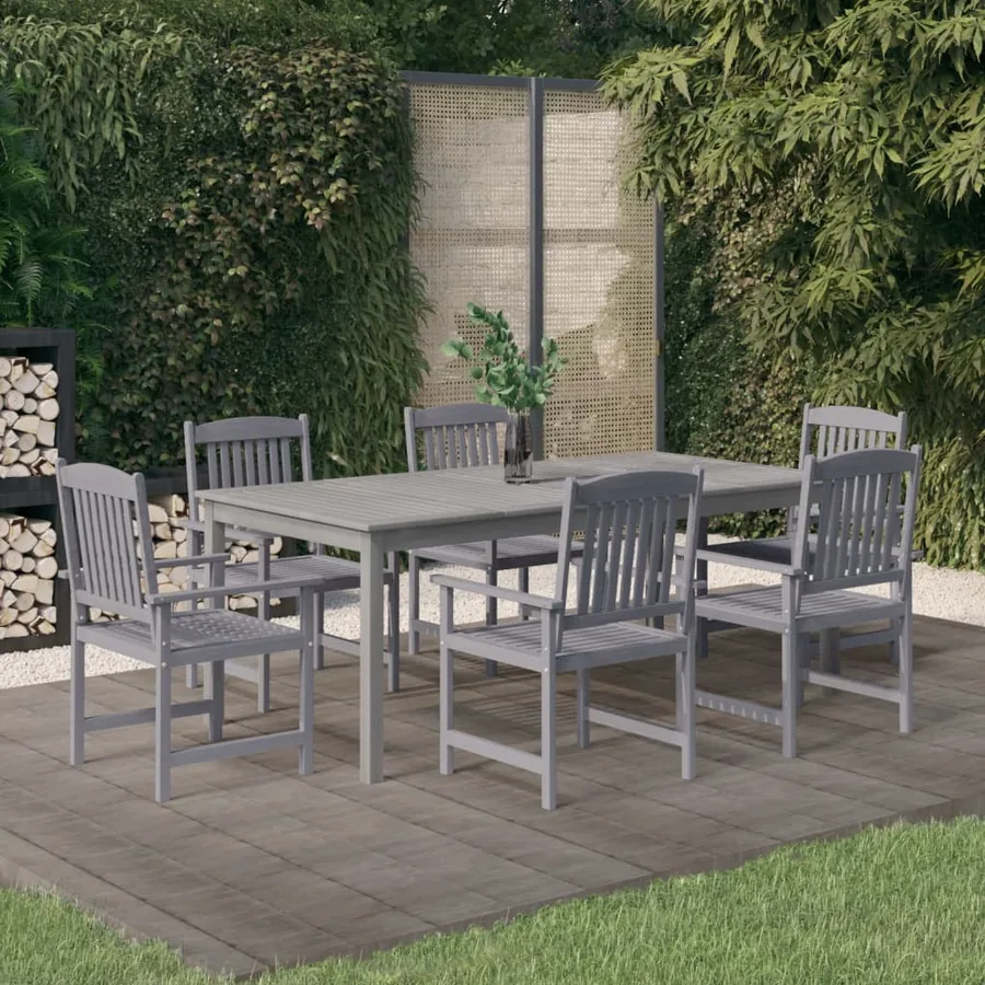 Ensemble à manger de jardin 7 pcs Bois d'acacia Gris