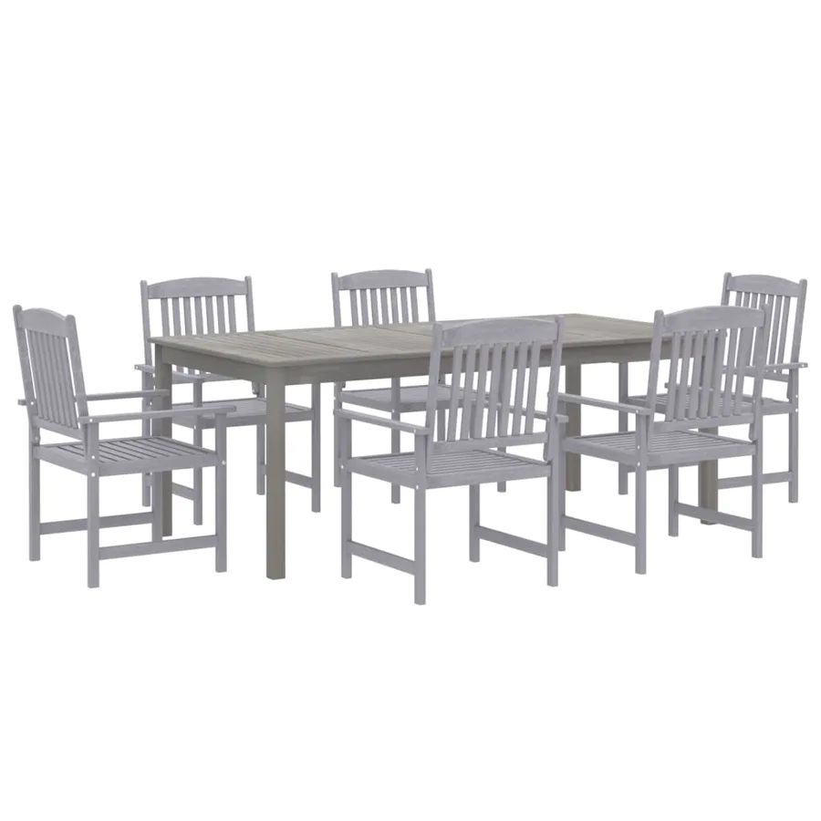 Ensemble à manger de jardin 7 pcs Bois d'acacia Gris - 3