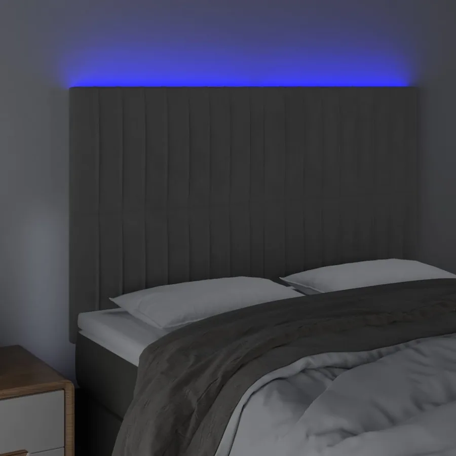 Tête de lit à LED Gris foncé 144x5x118/128 cm Velours - 3
