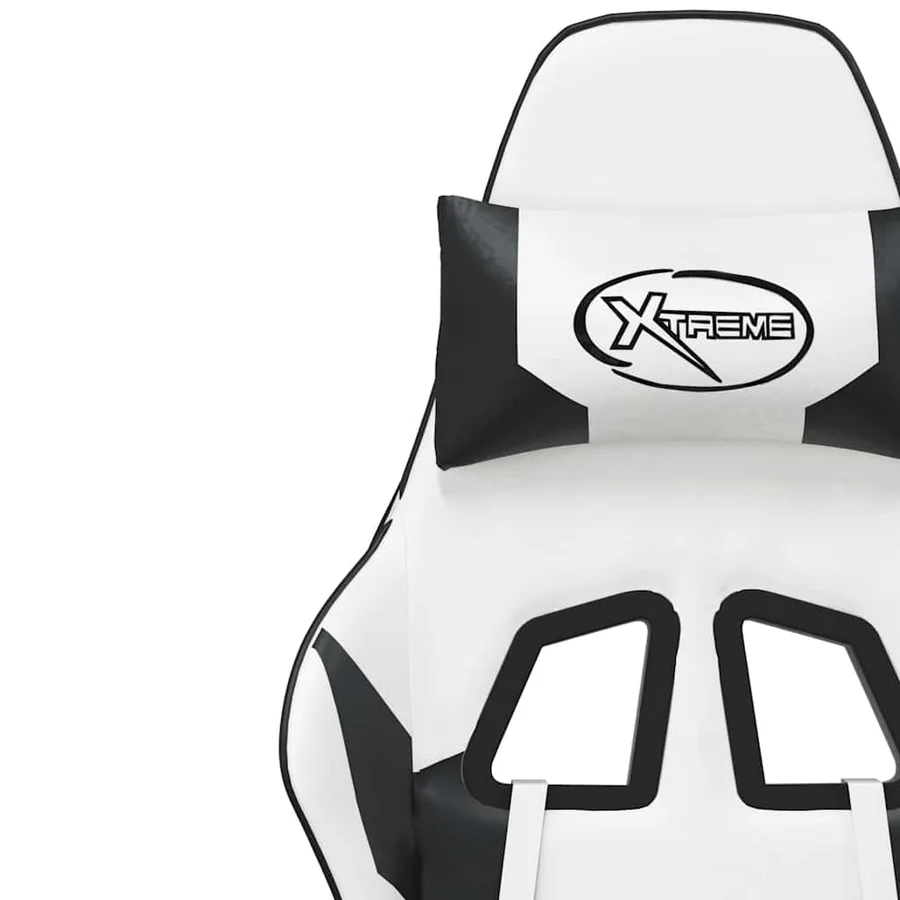 Chaise de jeu de massage Blanc et noir Similicuir - 10