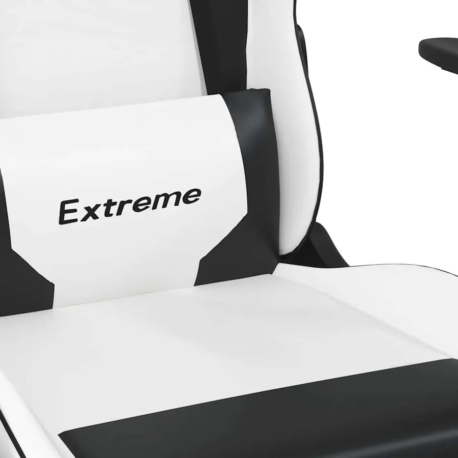 Chaise de jeu de massage Blanc et noir Similicuir - 11