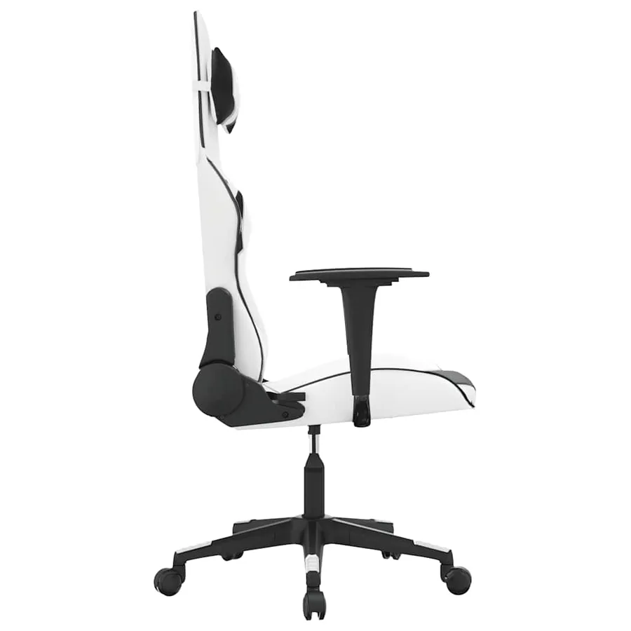 Chaise de jeu de massage Blanc et noir Similicuir - 4