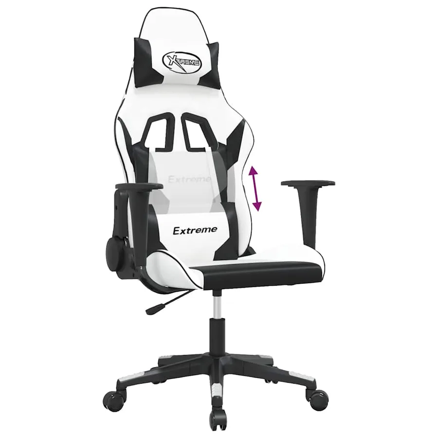 Chaise de jeu de massage Blanc et noir Similicuir - 6