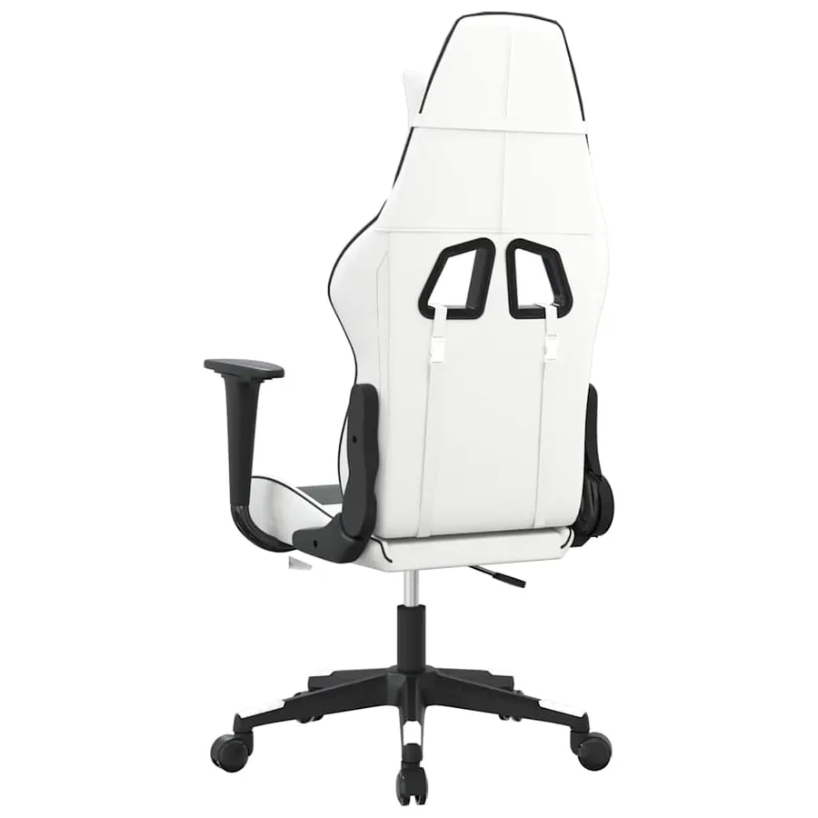 Chaise de jeu de massage Blanc et noir Similicuir - 8