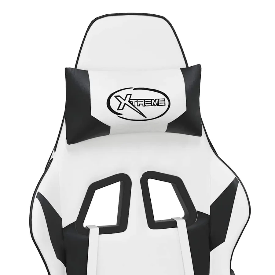 Chaise de jeu de massage Blanc et noir Similicuir - 9