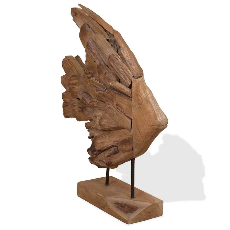 Sculpture de poisson teck 40x12x57 cm - 4