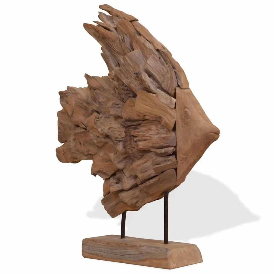 Sculpture de poisson teck 40x12x57 cm - 5