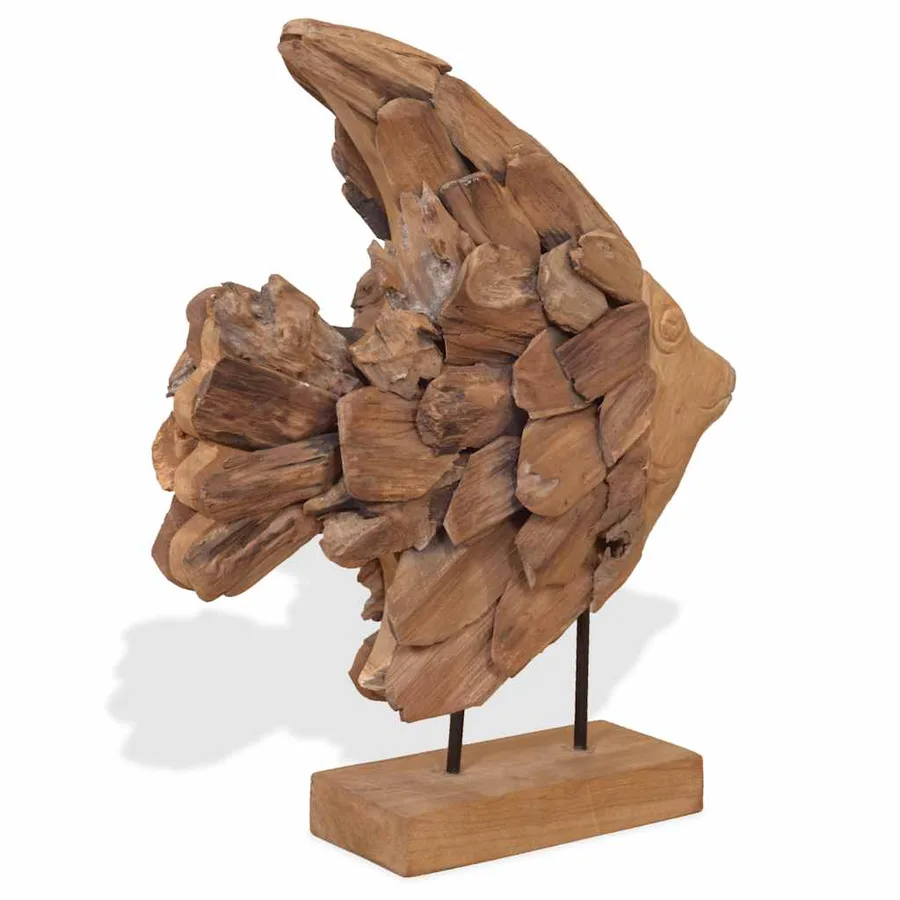 Sculpture de poisson teck 40x12x57 cm - 6