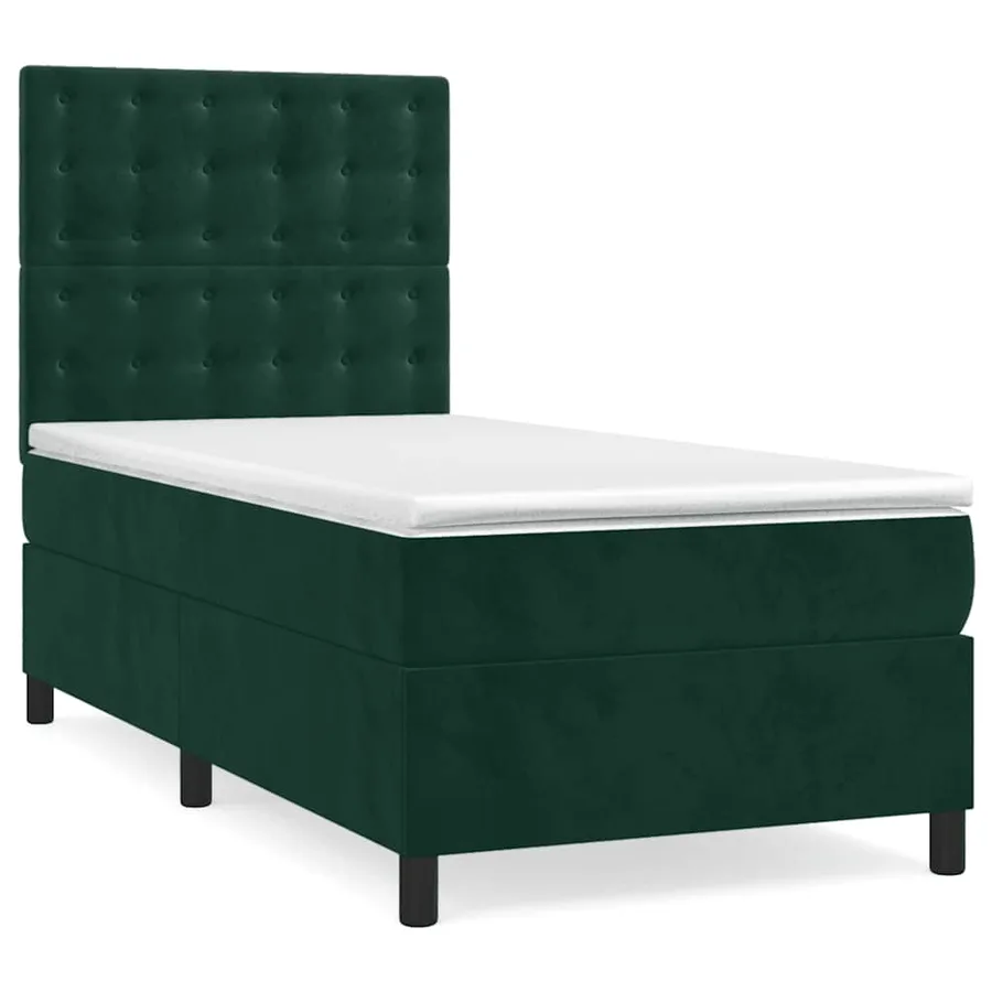 Sommier à lattes de lit avec matelas Vert foncé 90x200 cm - 2