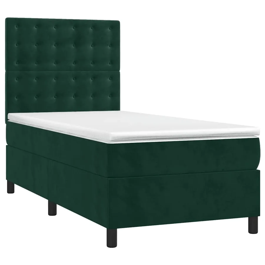 Sommier à lattes de lit avec matelas Vert foncé 90x200 cm - 3