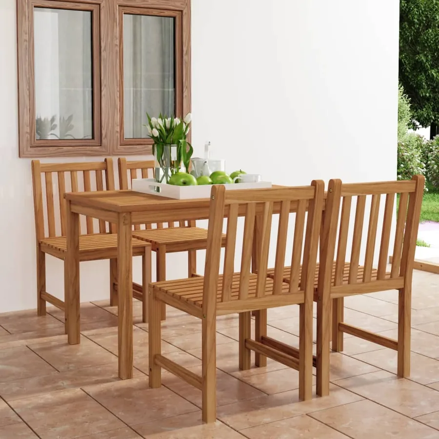 Ensemble de salle à manger de jardin 5 pièces 120 x 70 cm en bois de teck massif