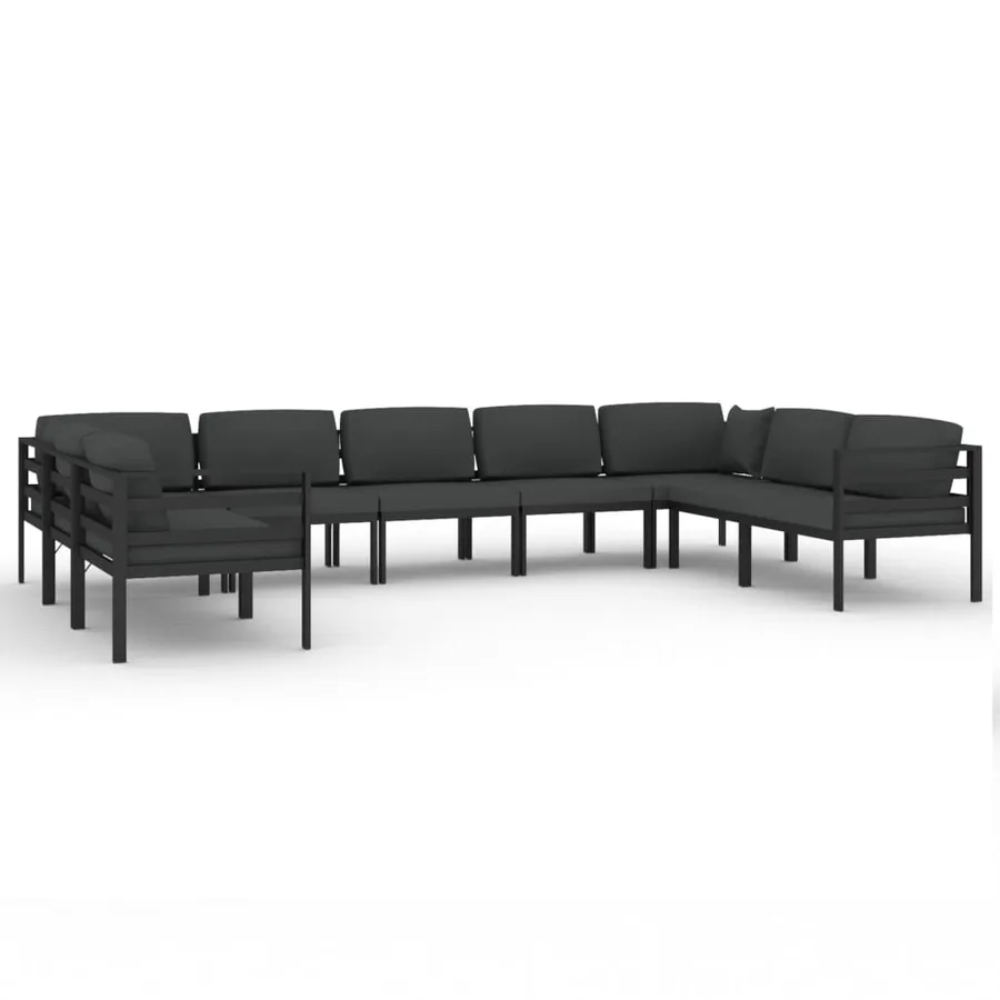 Salon de jardin 9 pcs avec coussins Aluminium Anthracite - 2