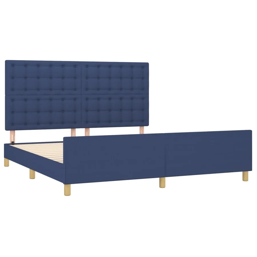 Cadre de lit sans matelas bleu 160x200 cm tissu - 4