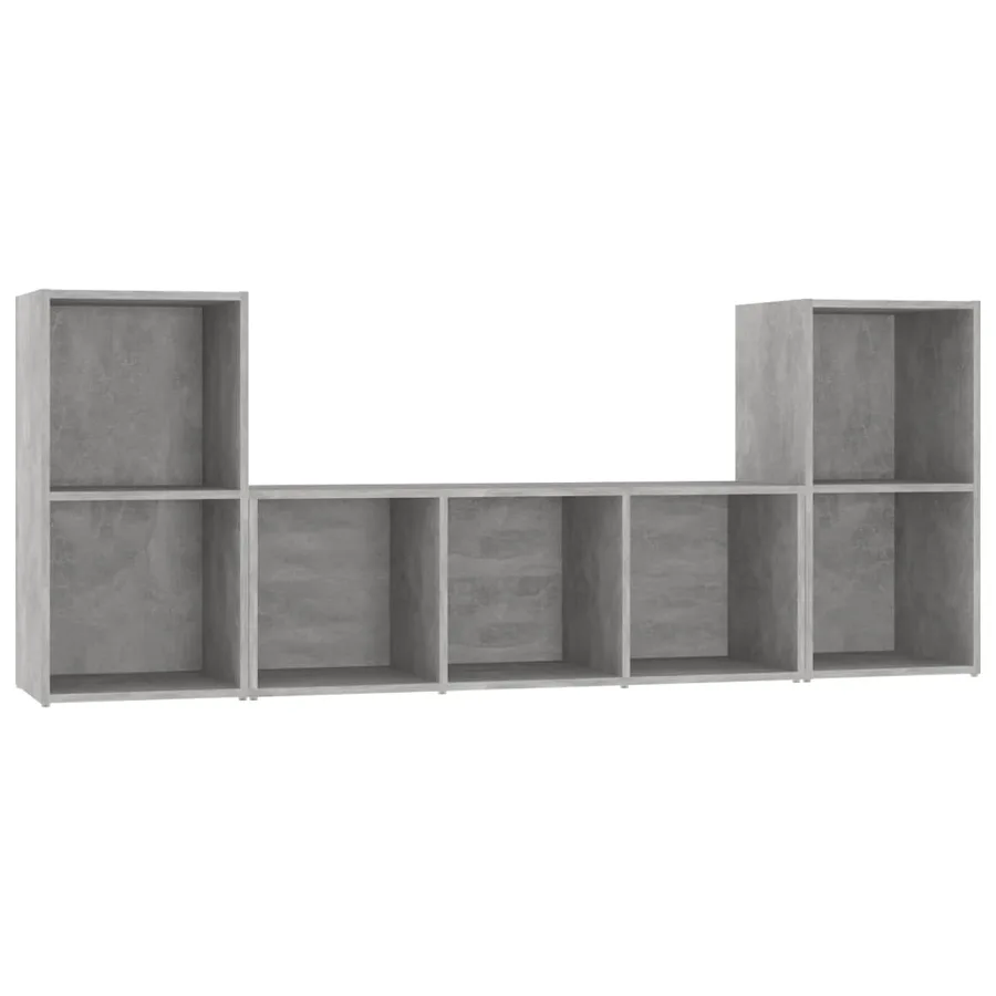 Ensemble de meubles TV 3 pcs Gris béton Bois d'ingénierie - 2