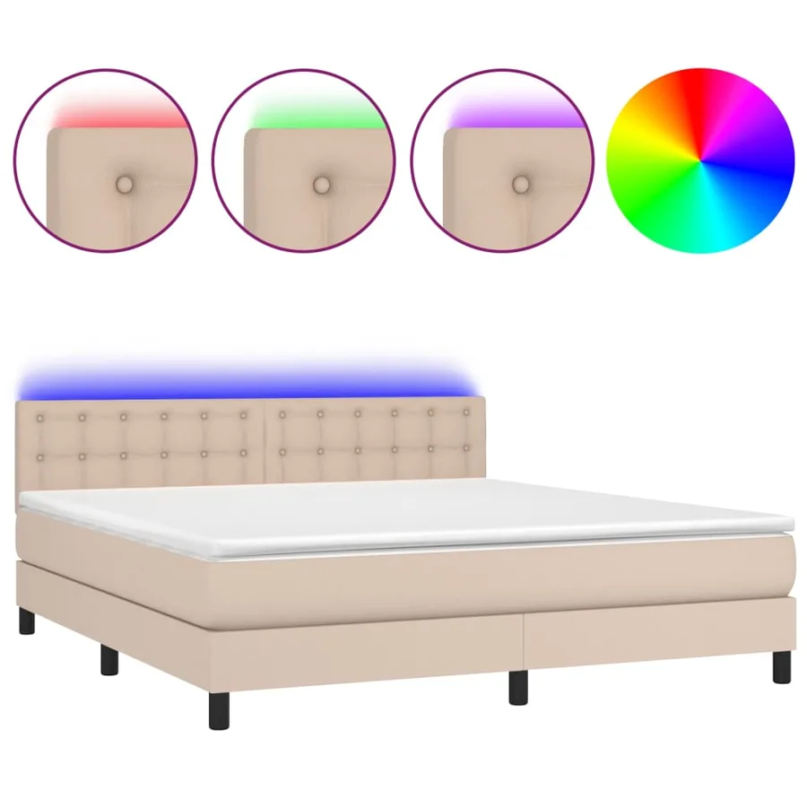 Sommier à lattes de lit avec matelas LED Cappuccino 180x200 cm - 2