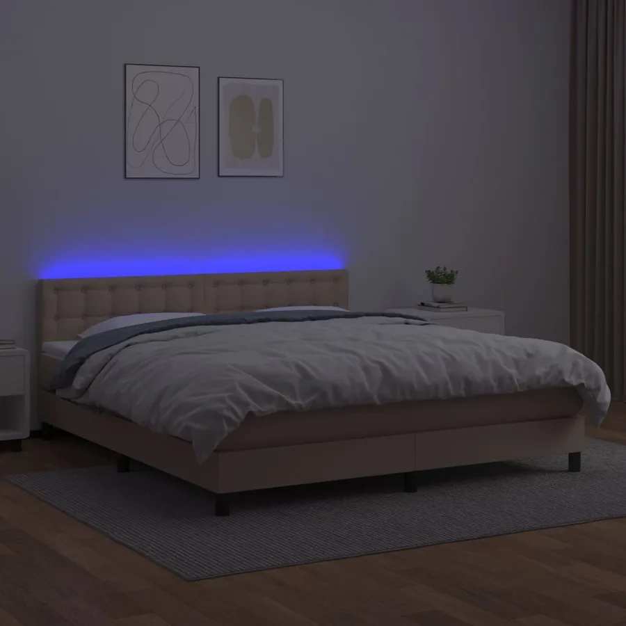 Sommier à lattes de lit avec matelas LED Cappuccino 180x200 cm - 4